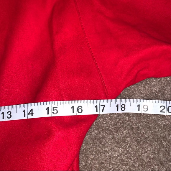 Vintage 80s Vakko Sz10 red 100% suede leather fully lined dress - Picture 10 of 14